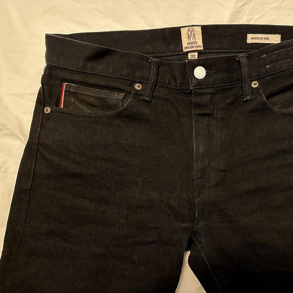 Hiroshi Kato Black Raw 14oz Selvedge Denim "Pen Slim" 32w